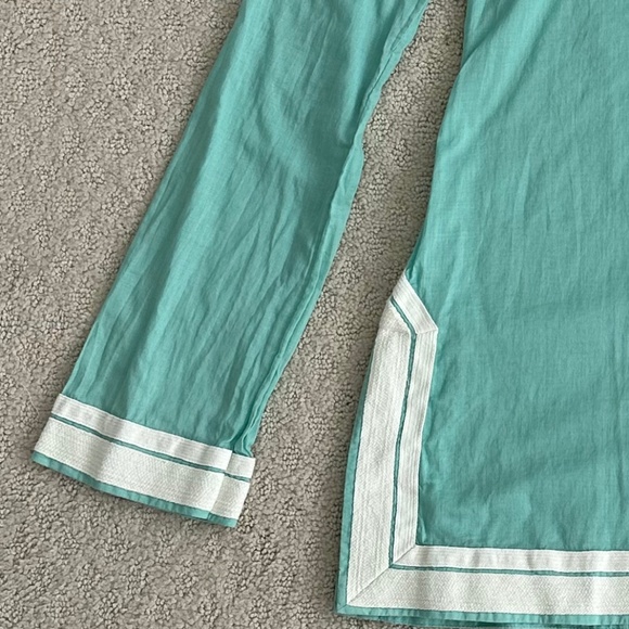 Tory Burch Cotton Tunic Top Mint/White Size 4 Lightweight Summer Preppy Designer - Picture 6 of 12